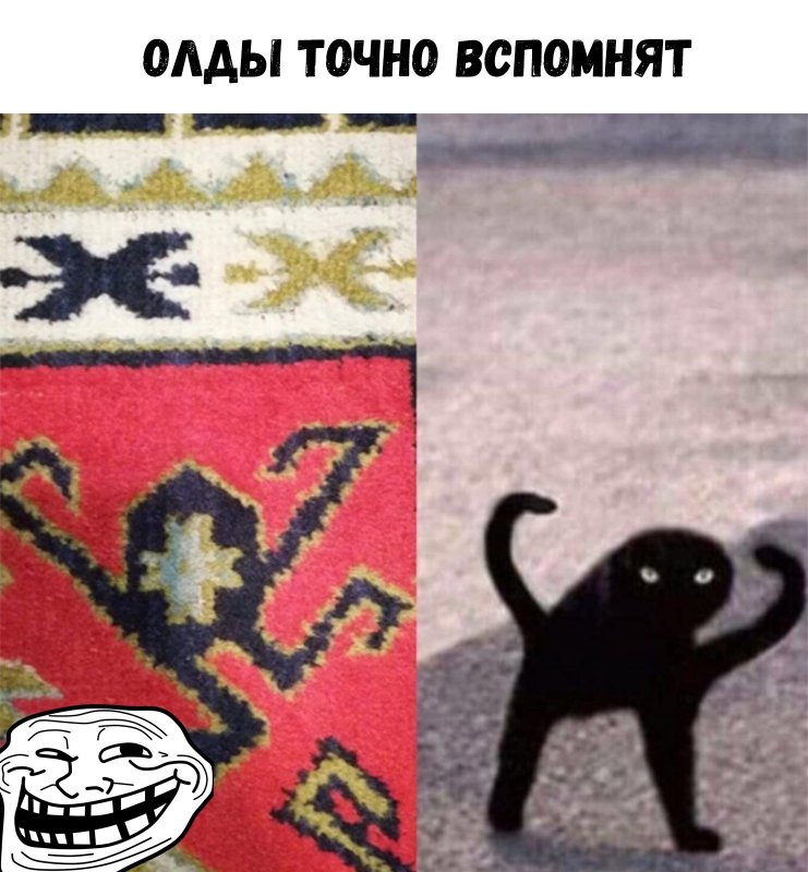Узор ковра похож на мем кота