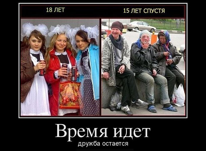 Школьницы пью пиво, а спустя 15 лет стали бомжами