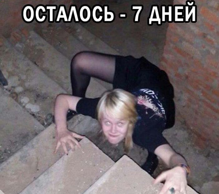 Девушка на ступеньках из ужасов, осталось 7 дней