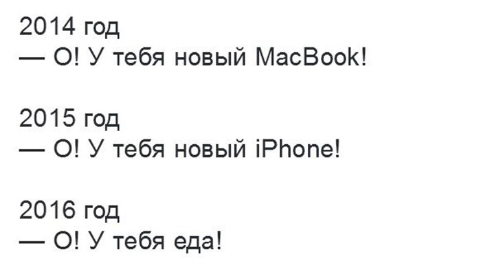 У тебя макбук, айфон и еда