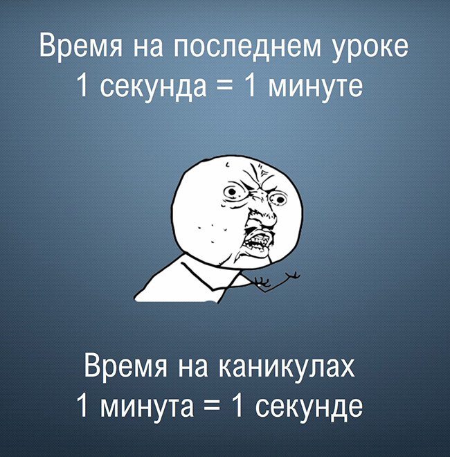 Как летит 1 секунда на уроках и на каникулах