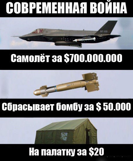 Самолёт сбрасывает ракету на палатку за 20$